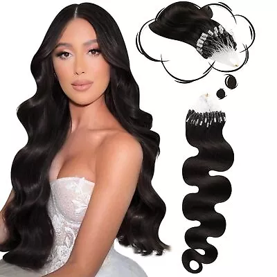 Moresoo Micro Link Hair Extension Real Human Hair Brown Body Wavy Microlink H... • $85.12