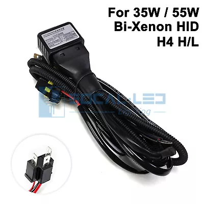 Bi-Xenon H4 9003 HID Relay Harness 35W/55W Hi/Lo H/L Wiring Controller W/ Fuse • $9.99