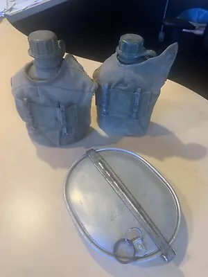 2 Vietnam US Army M1967 Plastic Canteen & Cup W/M1956 Canvas Cover - Dated 1967 • $129.99