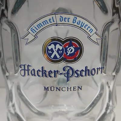 Hacker Pschorr Himmel Der Bayern 1 Liter Giant Dimpled Glass Beer Stein Munchen • $18