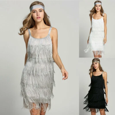 £17.99 • Buy Womens Cocktail Dress Tassel Fringe Flapper Headband 1920s Party Great Gatsby