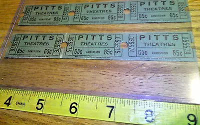 Vintage Lot Pitts Theatres Admission 65c Culpeper Virginia  • $9