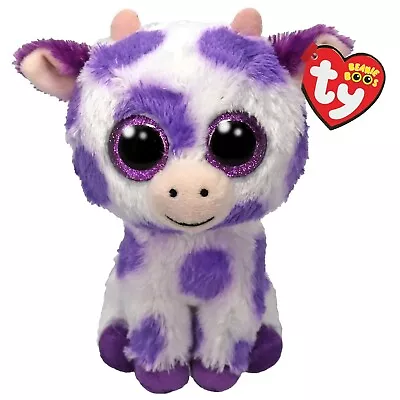 Official Ty Beanie Boo Ethel Cow Reg 15cm/6  Soft Toy 37345 • £8