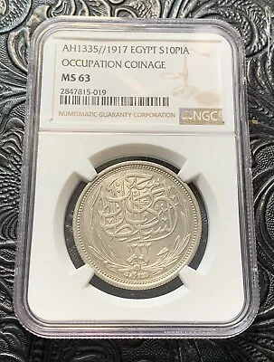 $324.99 • Buy Egypt, 1917 Silver 10 Piastres. Sultan Hussein Kamel. Ngc Ms 63. Rare.