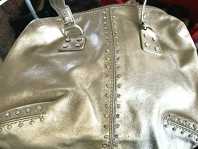 Michael Kors Astor Metallic Gold Leather Satchel Handbag With Rhinestones  #2307 • $40