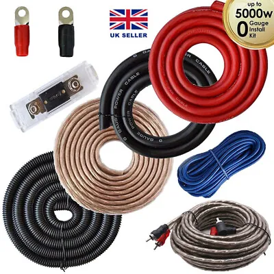 5000W 0 Guage RCA Car Amp Amplifier Wiring Kit Audio Install Power Cable Sub • £21.19
