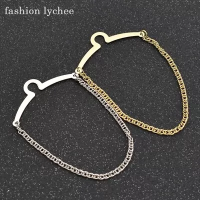 $6.70 • Buy Men Necktie Link Tie Chain Gold Silver 2pcs Metal Tack Clip Clasp Accessories