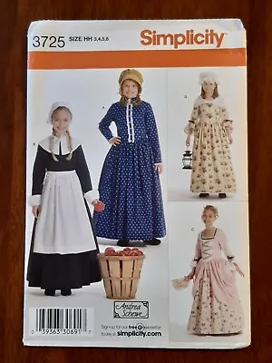 Simplicity Pattern - 3725 Girls' Vintage Costume Dress Hat Apron Scarf 3-6 Uncut • $11.50