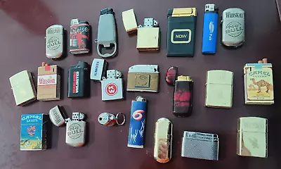 Lot Of 22 Vintage Lighters Winston Camel Budweiser And More... • $4.99