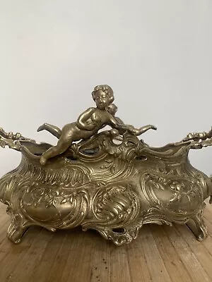 Antique Rococo Ornate French 1920s Cast Brass Jardiniere Planter - Art Nouveau • £250