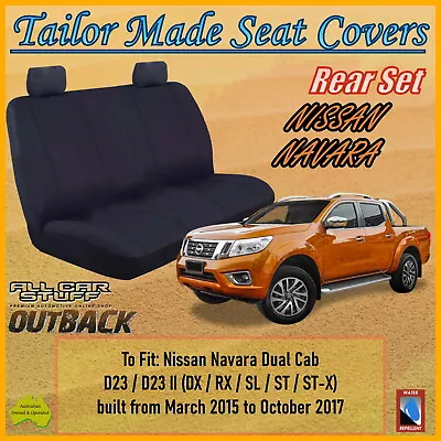 Canvas Rear Seat Covers For Nissan Navara NP300 D23 Dual Cab: 03/2015 - 10/2017 • $128.99