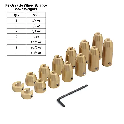 14 X Reusable Motorcycle Brass Wheel Spoke Balance Weights Universal Dual Sport • £21.99