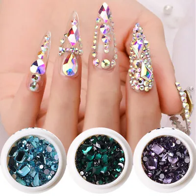 3D Mixed Nail Art Rhinestones Crystal Gems Jewelry AB Flat Back Shiny Nail Art • $3.75