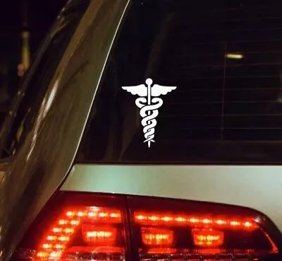 Caduceus Vinyl Decal Sticker |  Nurse For Hydro Flask For Yeti Tumbler Car  • $3.95