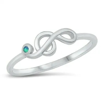 Music Note Ring Solid Sterling Silver 925 Blue Lab Opal Face Height 5 Mm Size 5 • £13.60