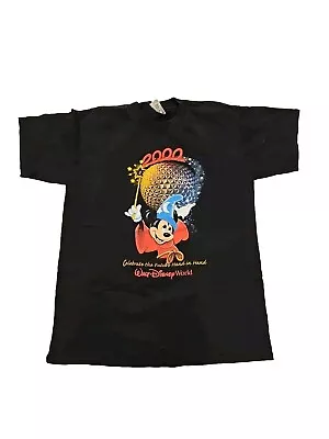 Vtg Walt Disney World Sorcerer Mickey 2000 Celebrate Epcot Shirt Black Mens S • $19.95