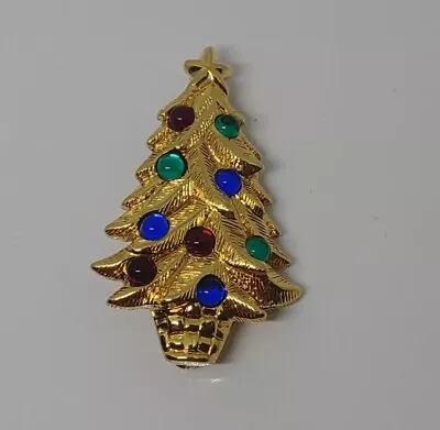 Vintage Monet Christmas Tree 1.5  Brooch Pin Multicolor Crystals • $15