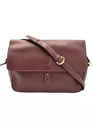 Authentic Must De Cartier Bordeaux Burgundy Leather Crossbody / Shoulder Bag • $189.52