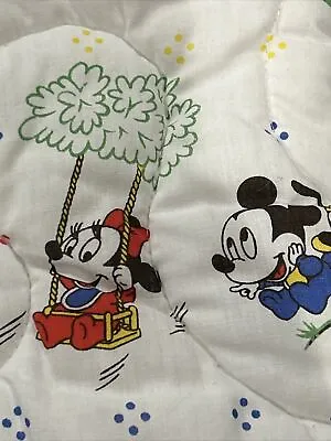 Vintage Disney Baby Mickey Mouse Minnie 1984 Infant Soft Blanket Nap Sack Quilt • $39.95