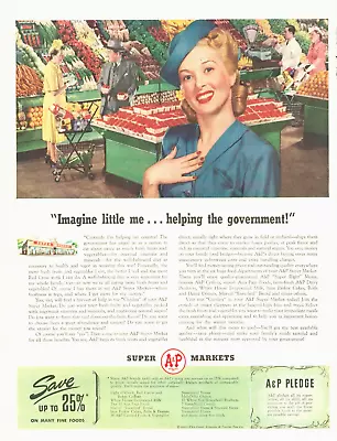 1942 WWII A&P Supermarket Grocery Store Women Shopping Vintage Art PRINT AD • $9.99