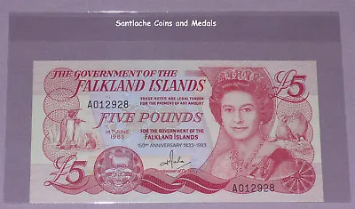 1983 FALKLAND ISLANDS 150th ANNIVERSARY £5 BANKNOTE - 1st ISSUE CRISP UNC • £39