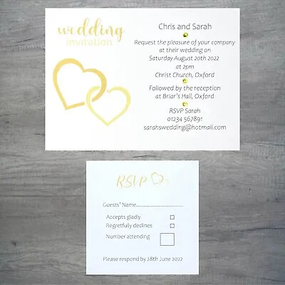 £18.49 • Buy Wedding Invitations Invites Day Evening RSVP Personalised + Envelopes Twin Heart