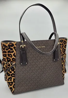 Michael Kors Voyager East/West Tote1 Brown Multi Leopard Handbag AUTHENTIC -EUC • $150