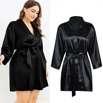 $9.29 • Buy Plus Size Women Dressing Gown Ladies Sexy Satin Silk Robe Lingerie Night Dress