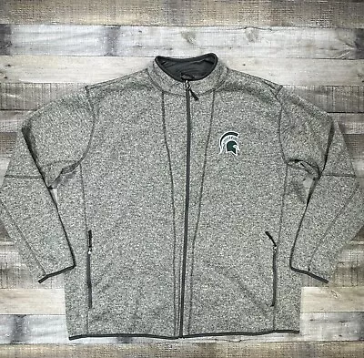 Michigan State Spartans Jacket Mens 2XT Gray Green Colosseum Full Zip Fleece • $21.95