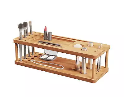 Makeup Station Natural Bamboo Skincare Cosmetic And Vanity Organizer • $21.60