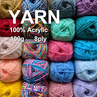 4x 100g Knitting Yarn 8 Ply 100% Acrylic Soft Porta Good Quality Multi Colours • $14.94