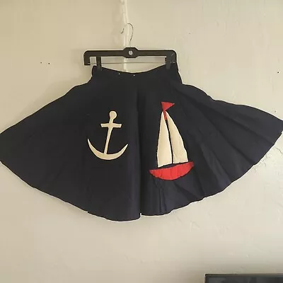 Vintage 50 S 1950 S Navy Blue Poodle Skirt Sailing Sm-med • $29.98