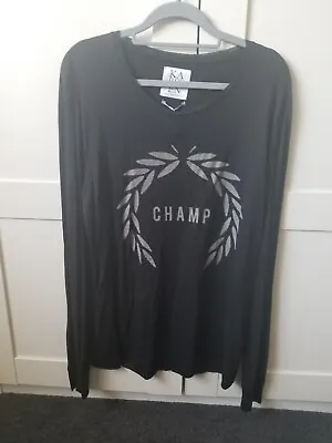 Bnwt Zoe Karssen Champ Black Top Long Sleeve T  Shirt  M • £35