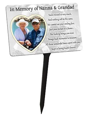 Personalised Memorial Plaque & Stake Your Photo. Heart Family Garden Grave • £13.99