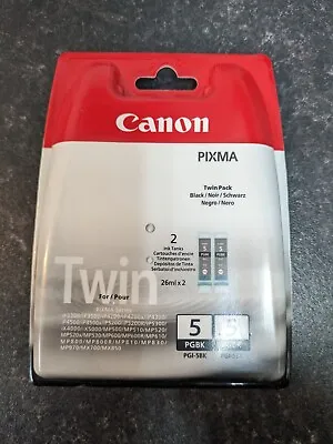 Genuine Canon PIXMA 5 PGBK Black Ink Cartridge - Twin Pack • £9.99