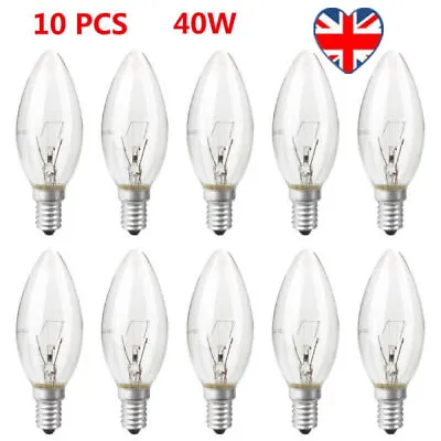 10Pack Screw In E14 SES Candle Light Bulbs Clear Small Edison 40W Lamp UK NEW • £6.99