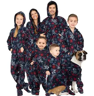 Footed Pajamas - Family Matching Snowy Night One Piece For Boys Girls Men ... • $44.95