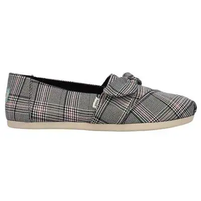 TOMS Alpargata Bow Plaid Tie Slip On  Womens Black Flats Casual 10016701T • $24.99