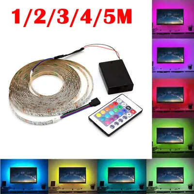 5M LED Strip Lights RGB Colour Changing Under Cabinet Kitchen TV Lighting Remote • £1.95