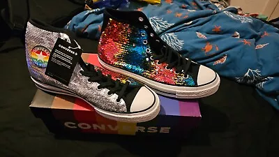 Converse Chuck 70 High 'Pride - Sequined' 167755C Size 10 Brand New • £49.99