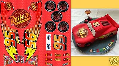 Cars Lightning McQueen Edible Birthday Cake Topper Decorations  Edible Labels  • $9.47