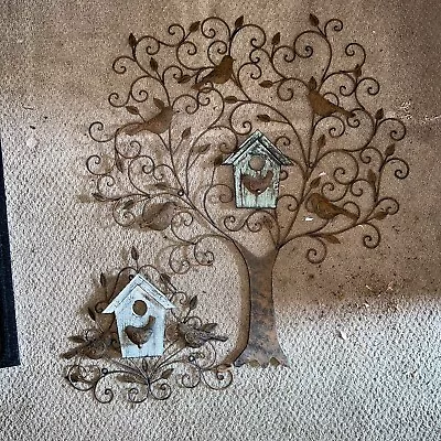 Tree Of Life 3D Metal Wall Art Nature/Birds 28  H X 26  W Bronze Tones Rustic • $45