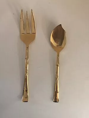 VINTAGE AAA HULL Taipei 2 Serving Pieces Stainless Gold Tone Flatware Japan • $19.77