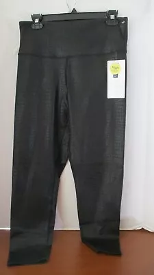 MARIKA~Black  Crocodile HIGH RISE 25  ANKLE LEGGING PANTS~Women's XL~NWT • $18.50