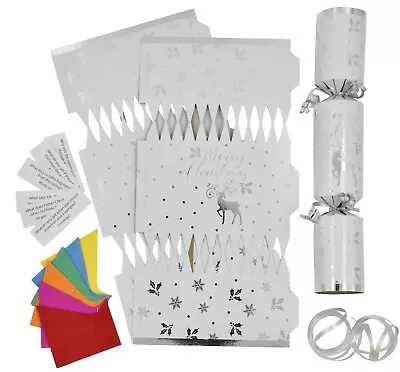 6 Make Your Own Christmas Cracker Kit Crackers Hats Jokes SILVER DEER  • £4.99