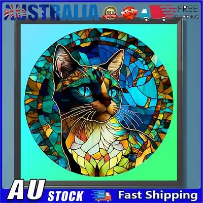 AU 5D DIY Full Round Drill Diamond Painting Stained Glass Cat Kit Decor (A7362) • $9.99