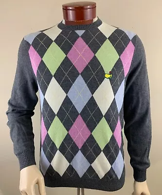 BOBBY JONES Men's Masters Argyle Crewneck Cashmere Blend Sweater Size M • $24.99