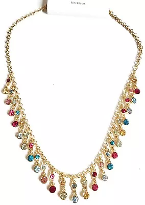 J.Crew Factory Crystal Statement Necklace Natural Rainbow Gold Plated Brass NWT • $39