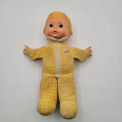 Vintage 1975 Fisher Price #208 Honey Blonde Baby Doll Sitter Yellow Flower • $9.90