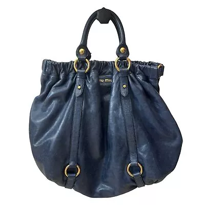 Miu Miu Vitello Lux Bluette Leather Handbag MSRP 1295 • $365